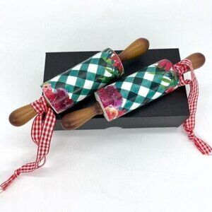 The Pioneer Woman Gingham Rolling Pin Christmas Ornament Set of 2